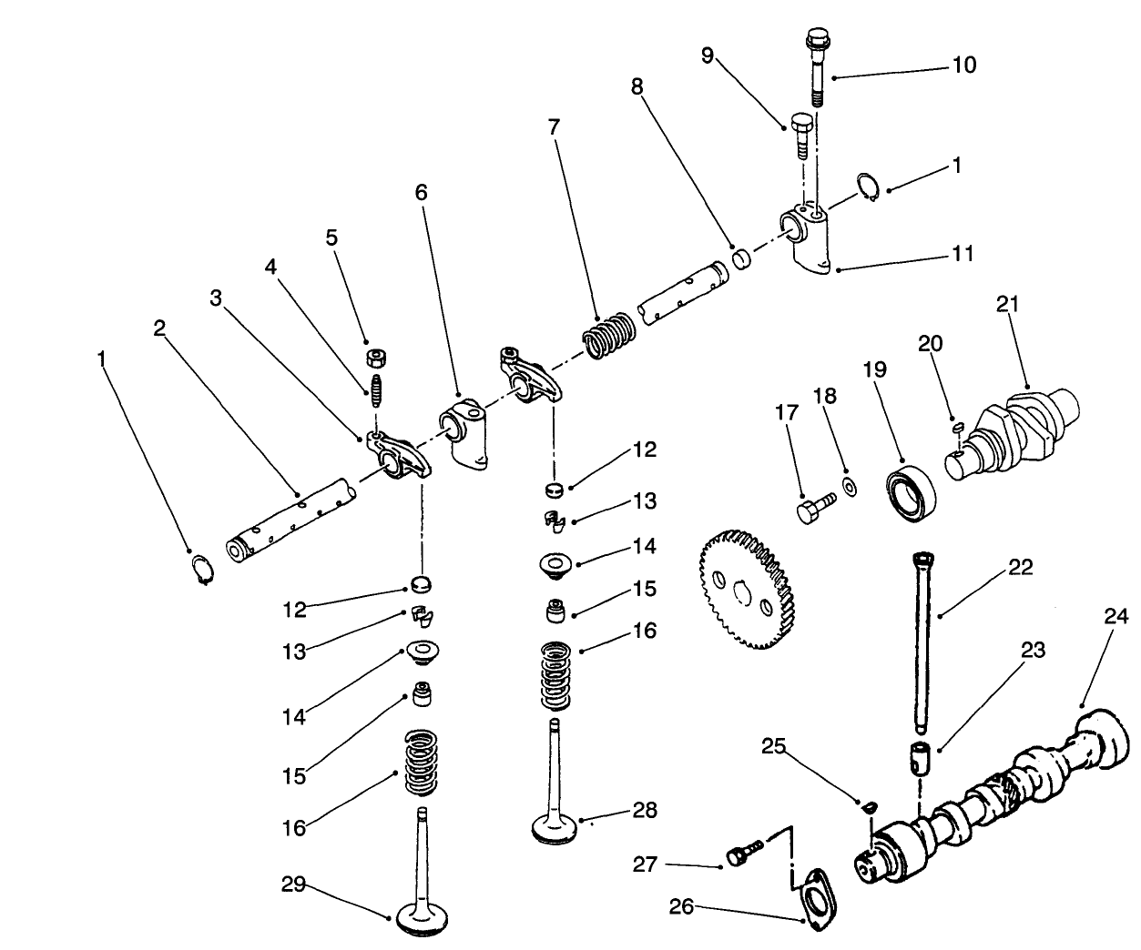 Valve, Camshaft And Rocker Assembly