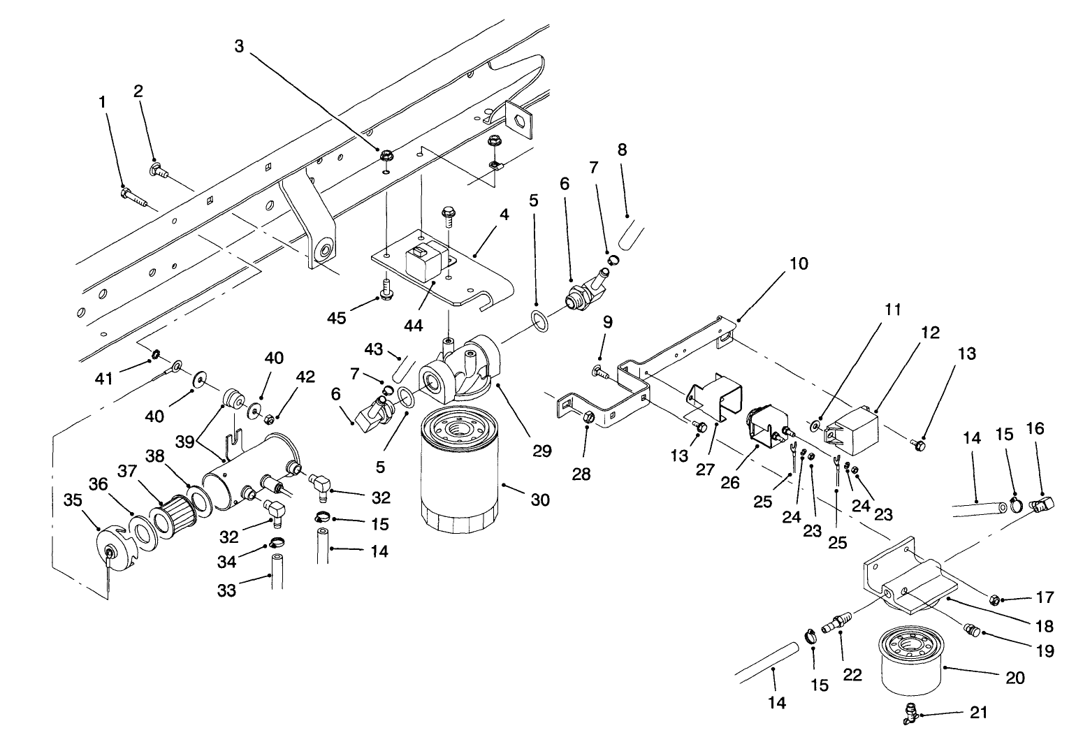 Fuel Filter, Fuel Pump & Relay Mounting