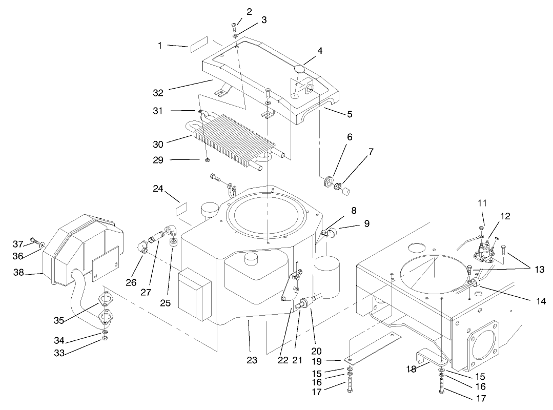 14 Hp Engine & Oil Cooler