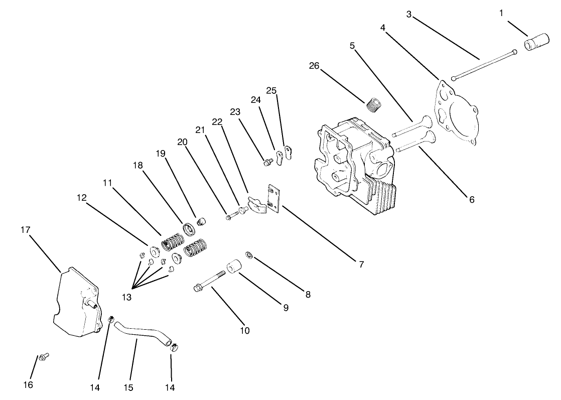 Cylinder Head, Valve & Breather Engine Kohler Model No. Cv14s-1429