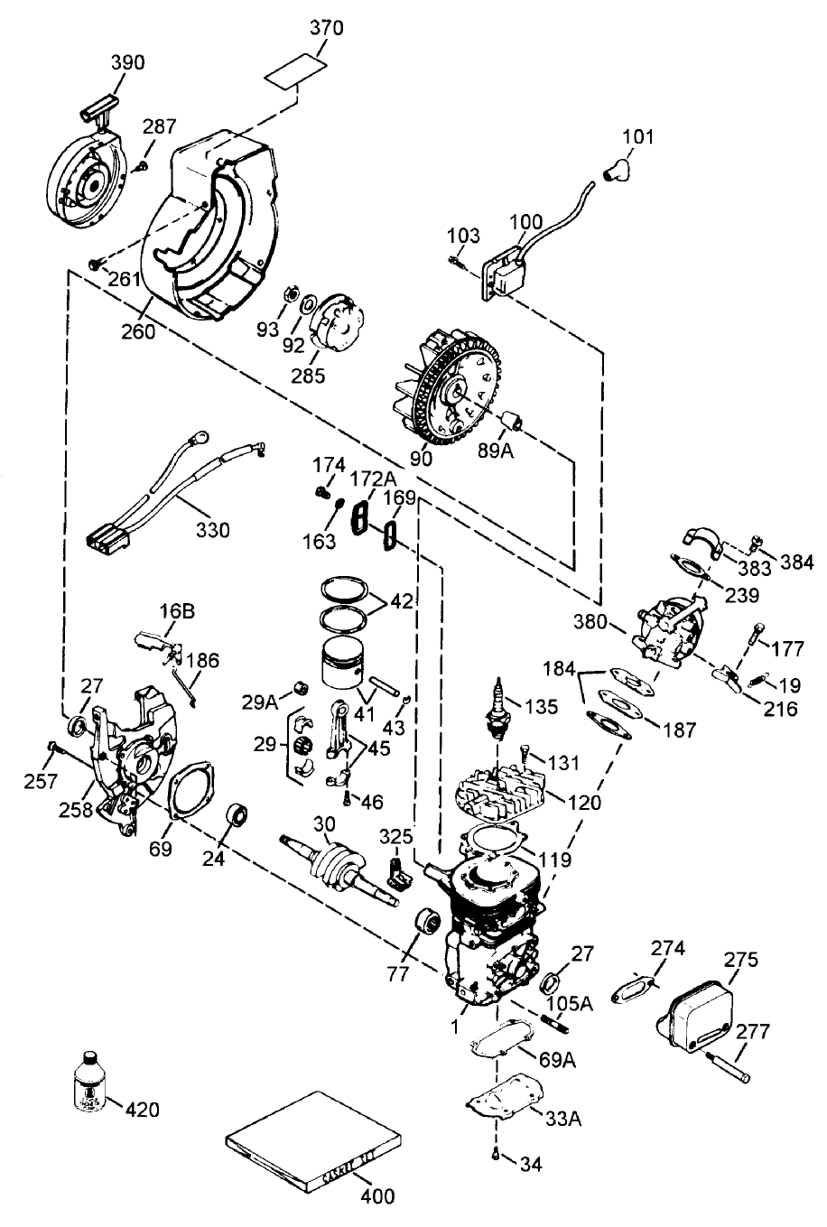 Engine Tecumseh Model No. Hsk600 Type 1680s
