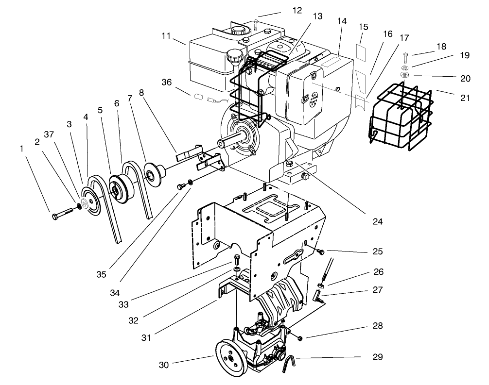 Engine, Transmission Drive Assembly