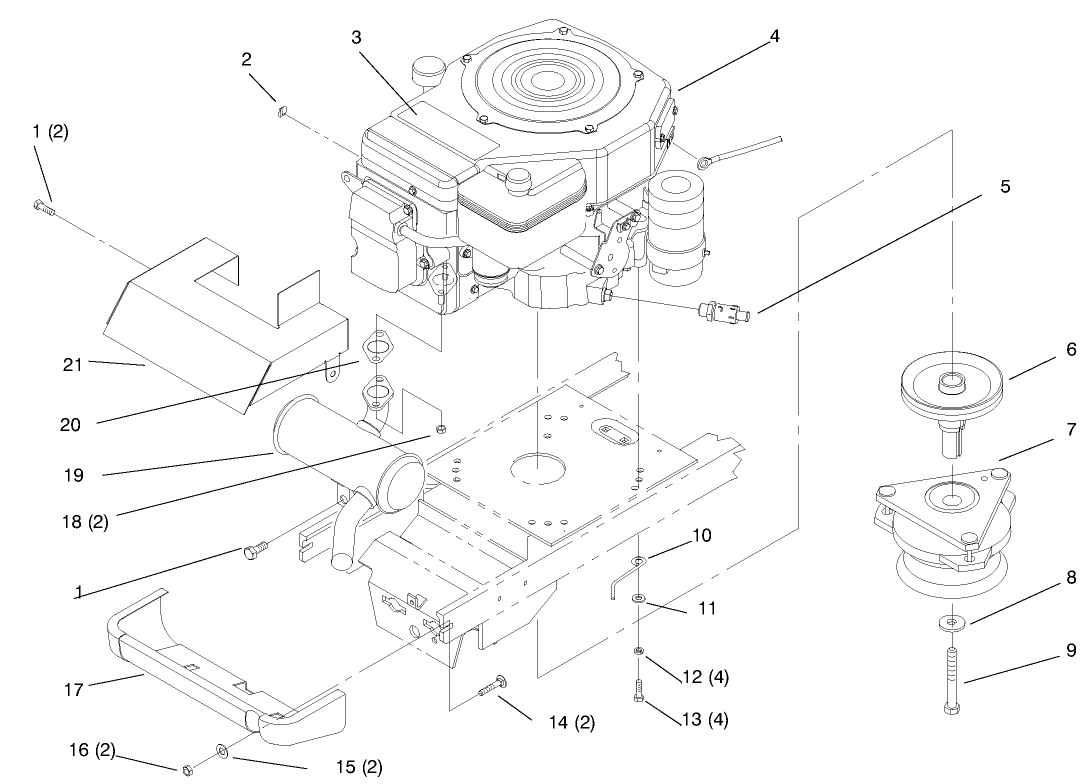 Single Cylinder Engine, Muffler, And P.t.o.
