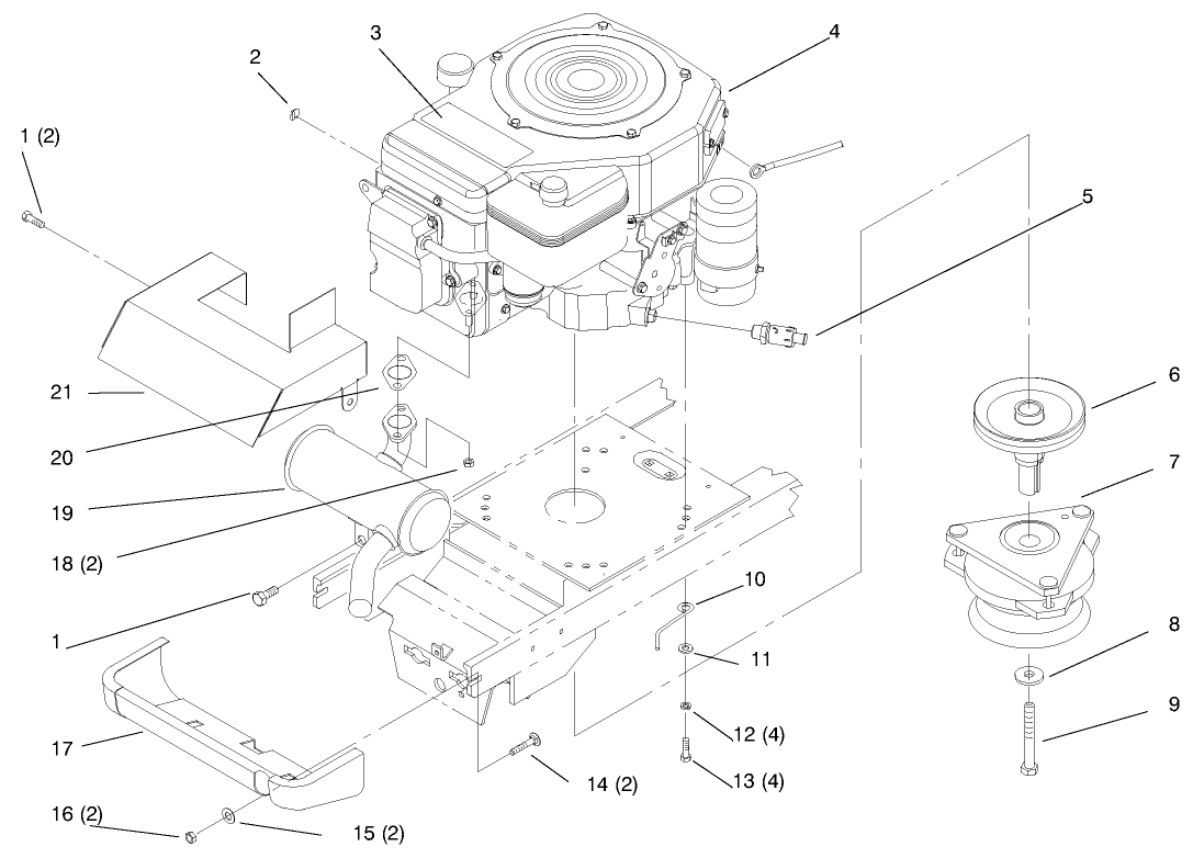 Single Cylinder Engine, Muffler, And P.t.o.