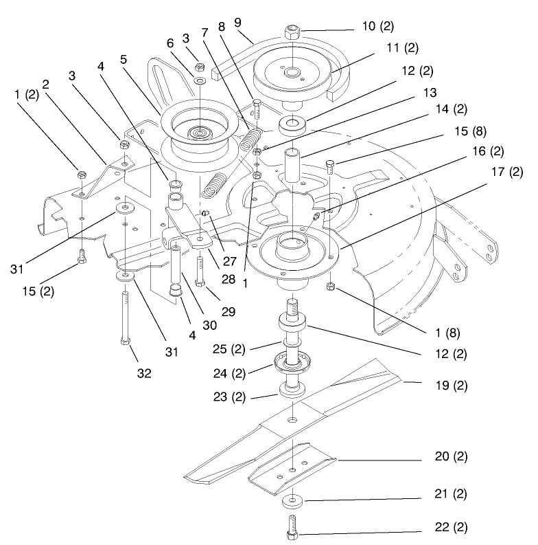 Blade, Spindle, Belt And Idler Pulley