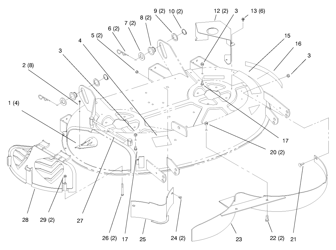 Gage Wheels, Deck And Side Discharge Deflector