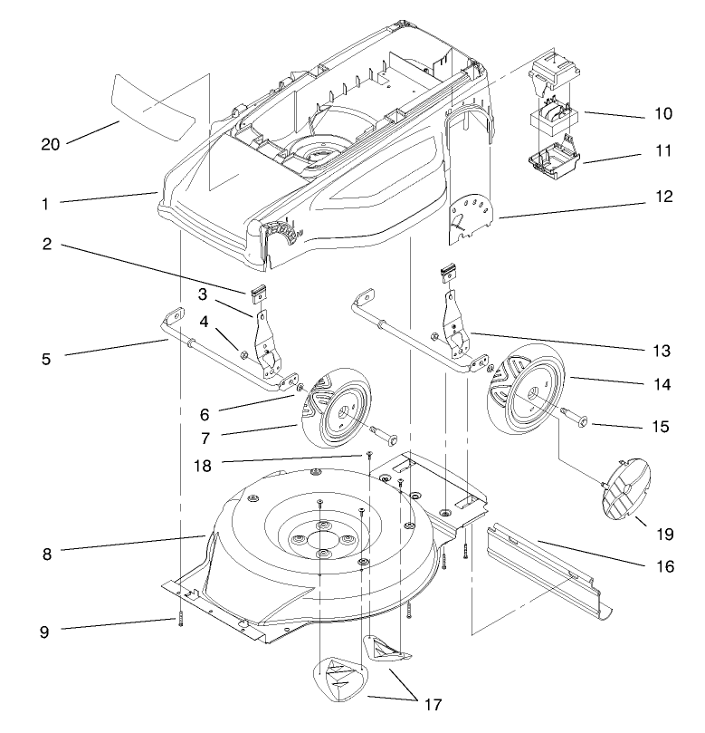 Deck, Liner And Wheel Assembly