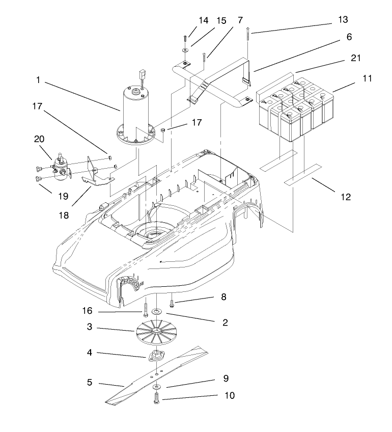 Motor, Batteries And Blade Assembly
