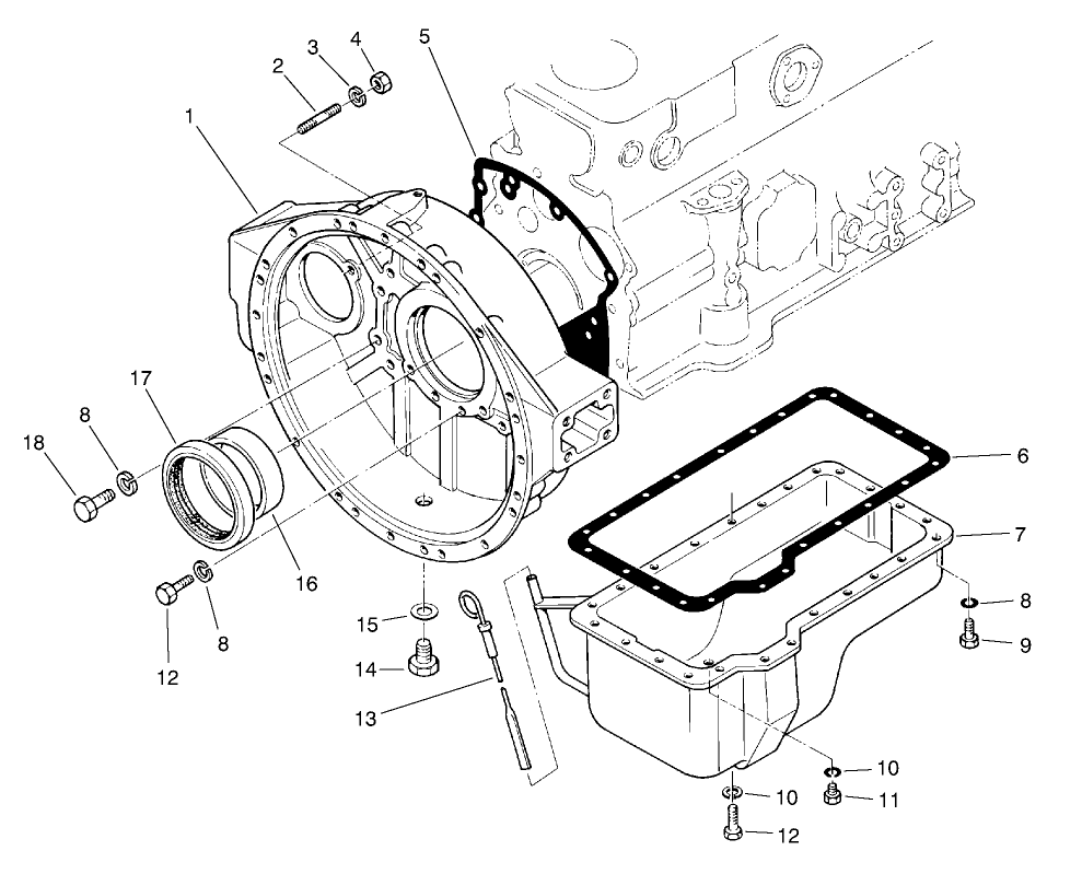 Flywheel Housing & Oil Pan Assembly