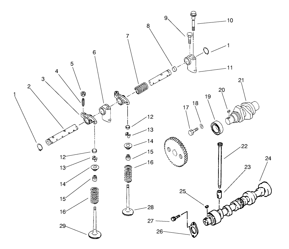 Valve, Camshaft And Rocker Assembly