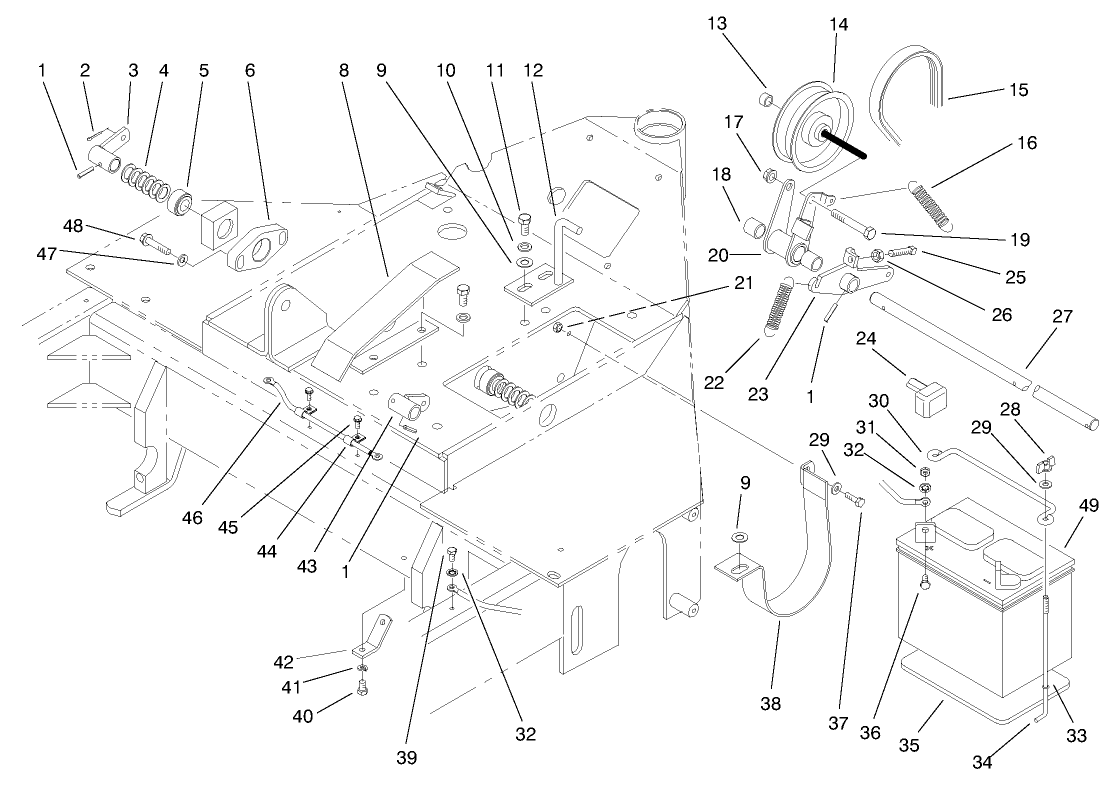 Battery & Drive Take-Up Assembly