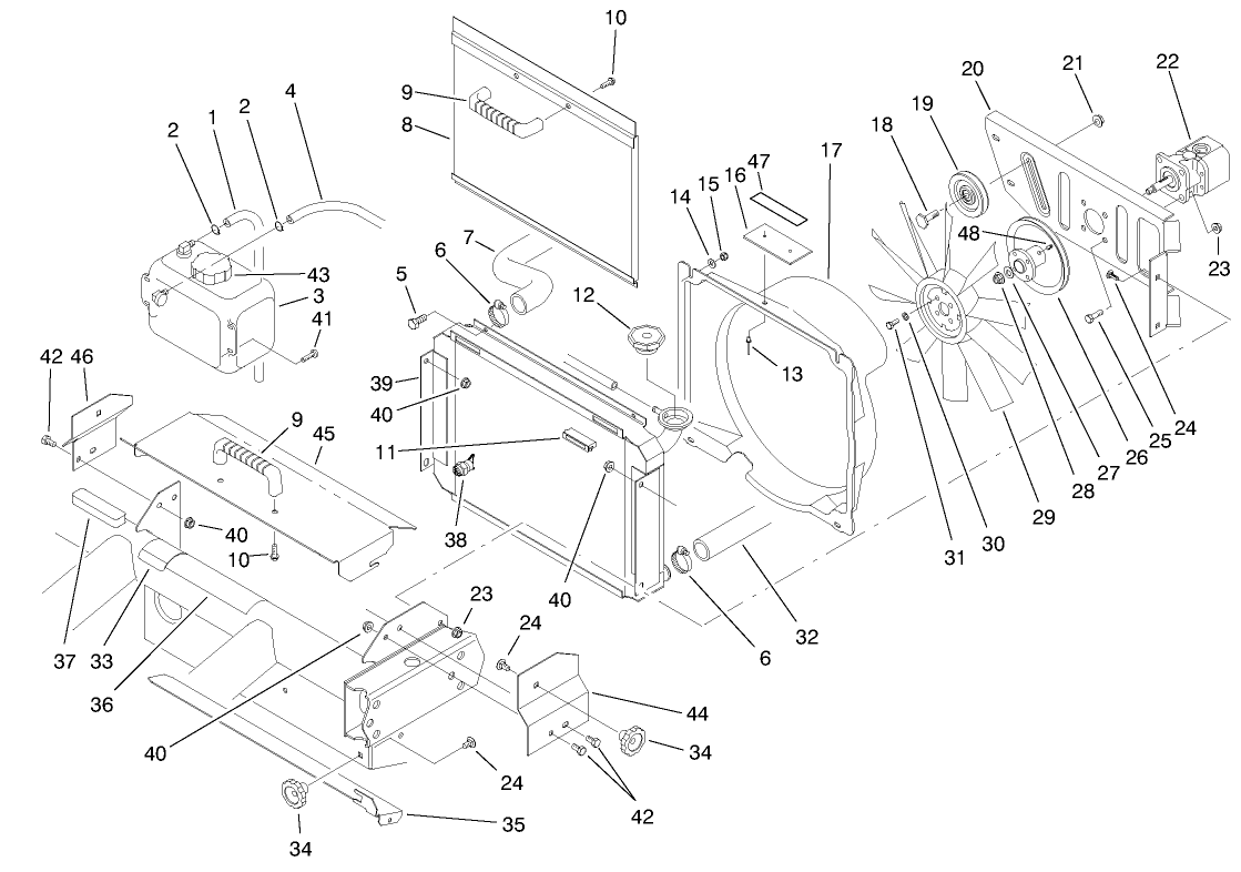 Radiator & Hydraulic Pump Assembly