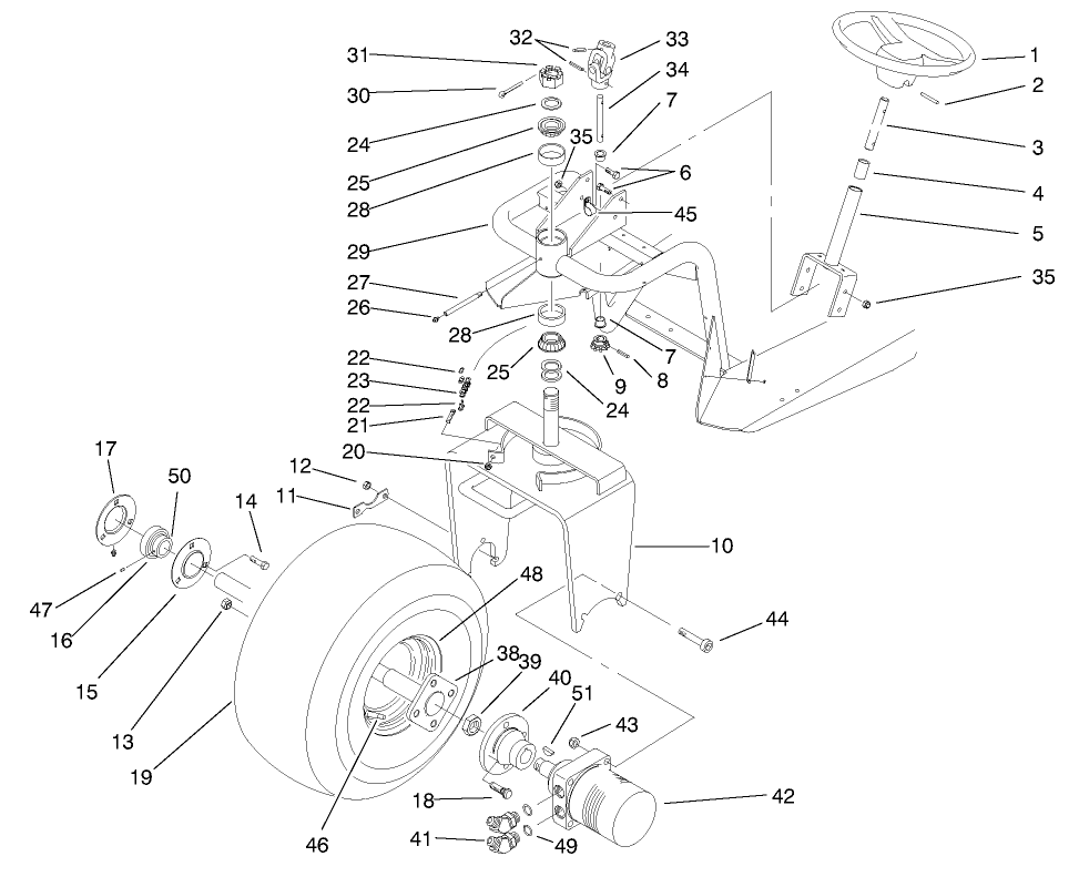 Front Wheel & Steering Assembly