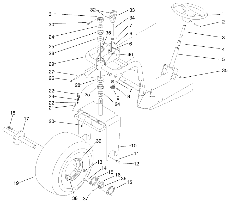 Front Wheel & Steering Assembly