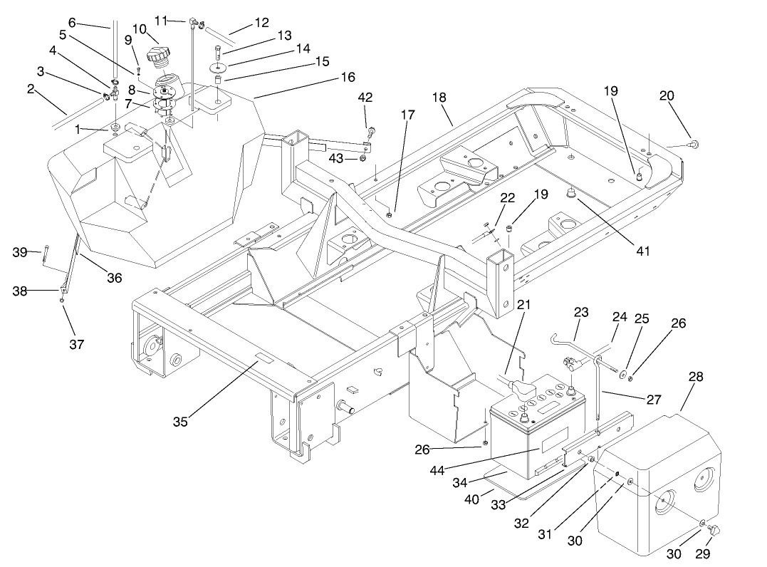 Frame, Fuel Tank and Battery Assembly