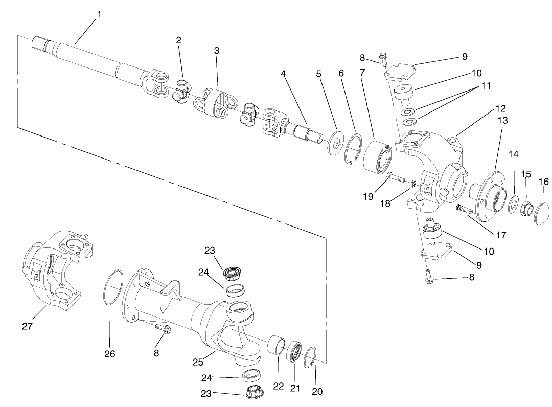 4wd Axle-Universal Joint and Kingpin Assembly