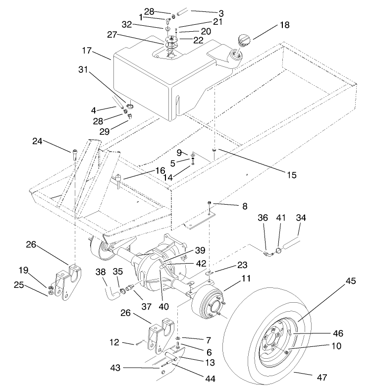 Fuel Tank & Axle Assembly