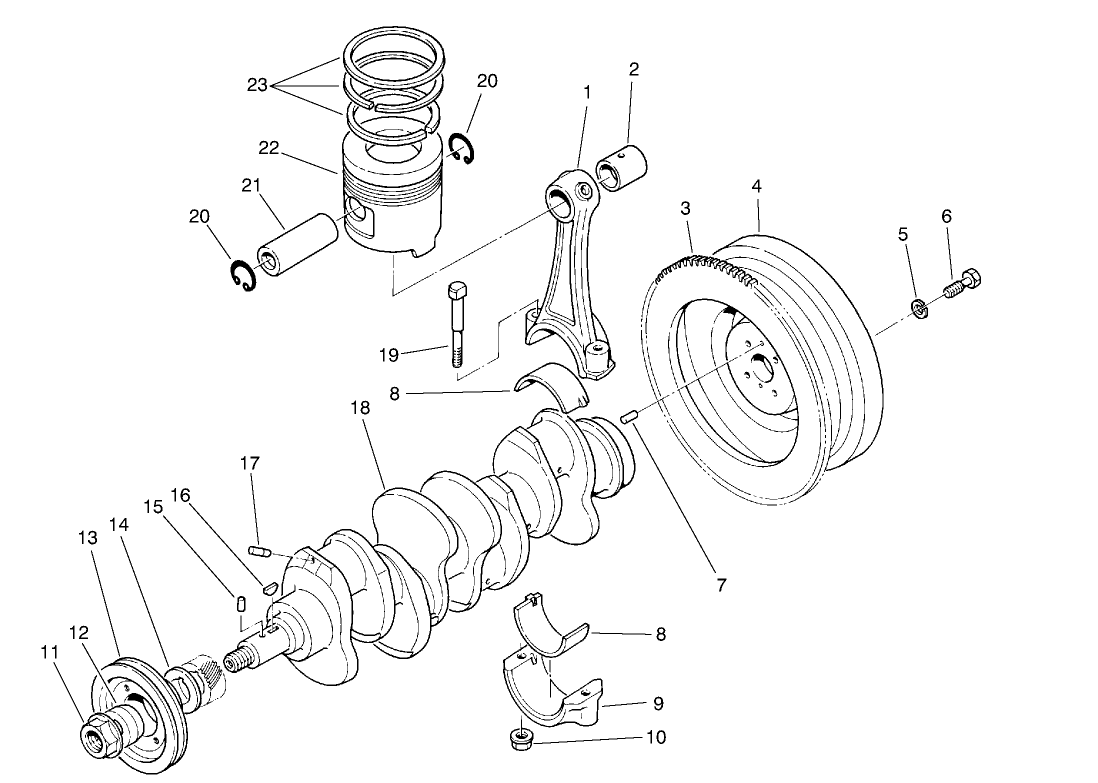 Piston, Connecting Rod, Crankshaft & Flywheel