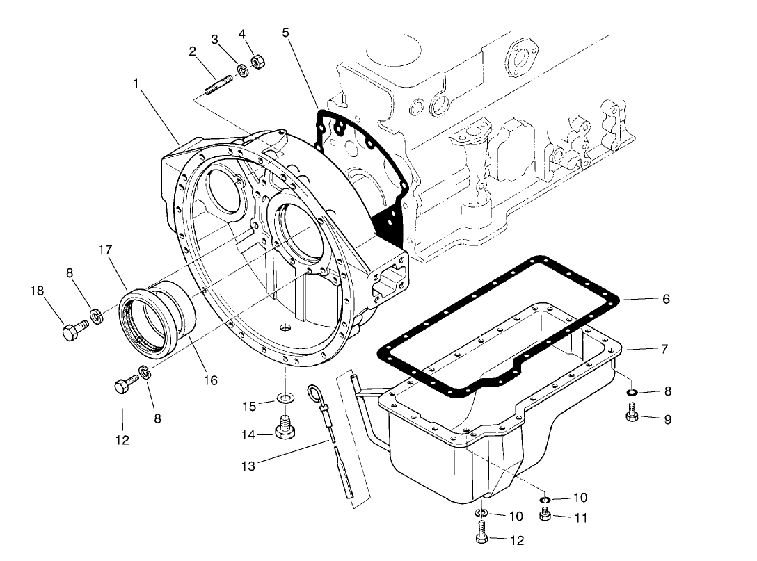 Flywheel Housing & Oil Pan Assembly