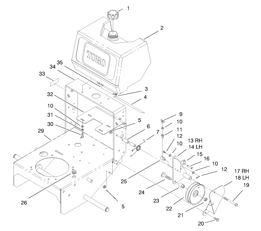 Fuel Tank And Idler Bracket Assembly