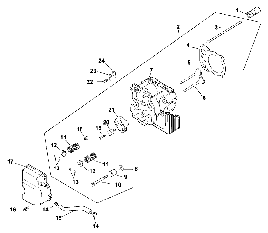 Cylinder Head, Valves And Breather-Engine Kohler Model No. Cv151 Spec 41560