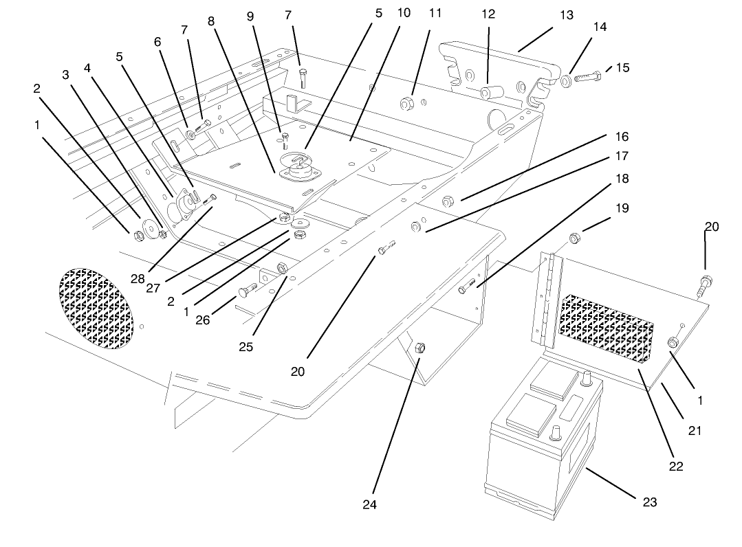 Engine Mount, Battery & Rear Weight