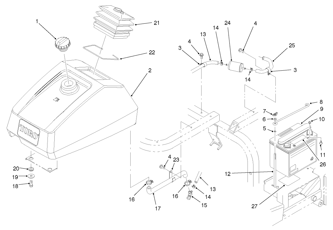 FUEL TANK & BATTERY ASSEMBLY