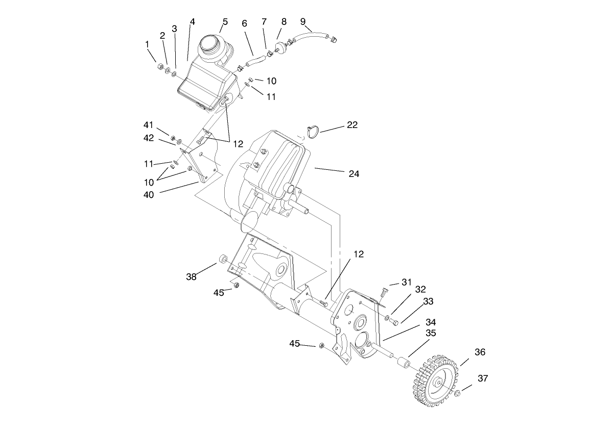 Engine and Fuel Tank Assembly