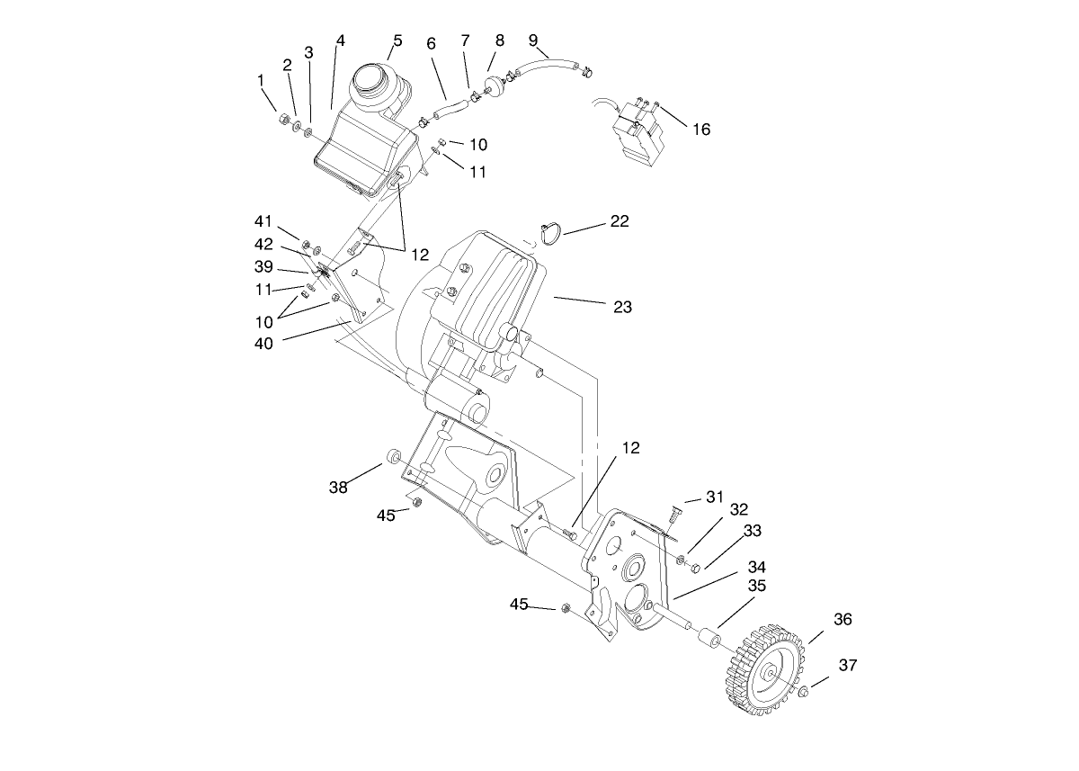 Engine and Fuel Tank Assembly