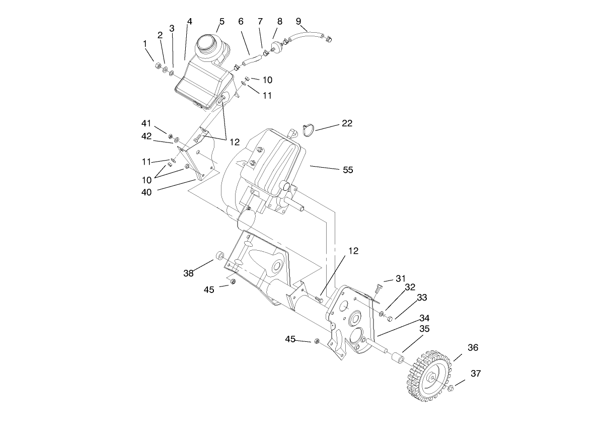 Engine and Fuel Tank Assembly
