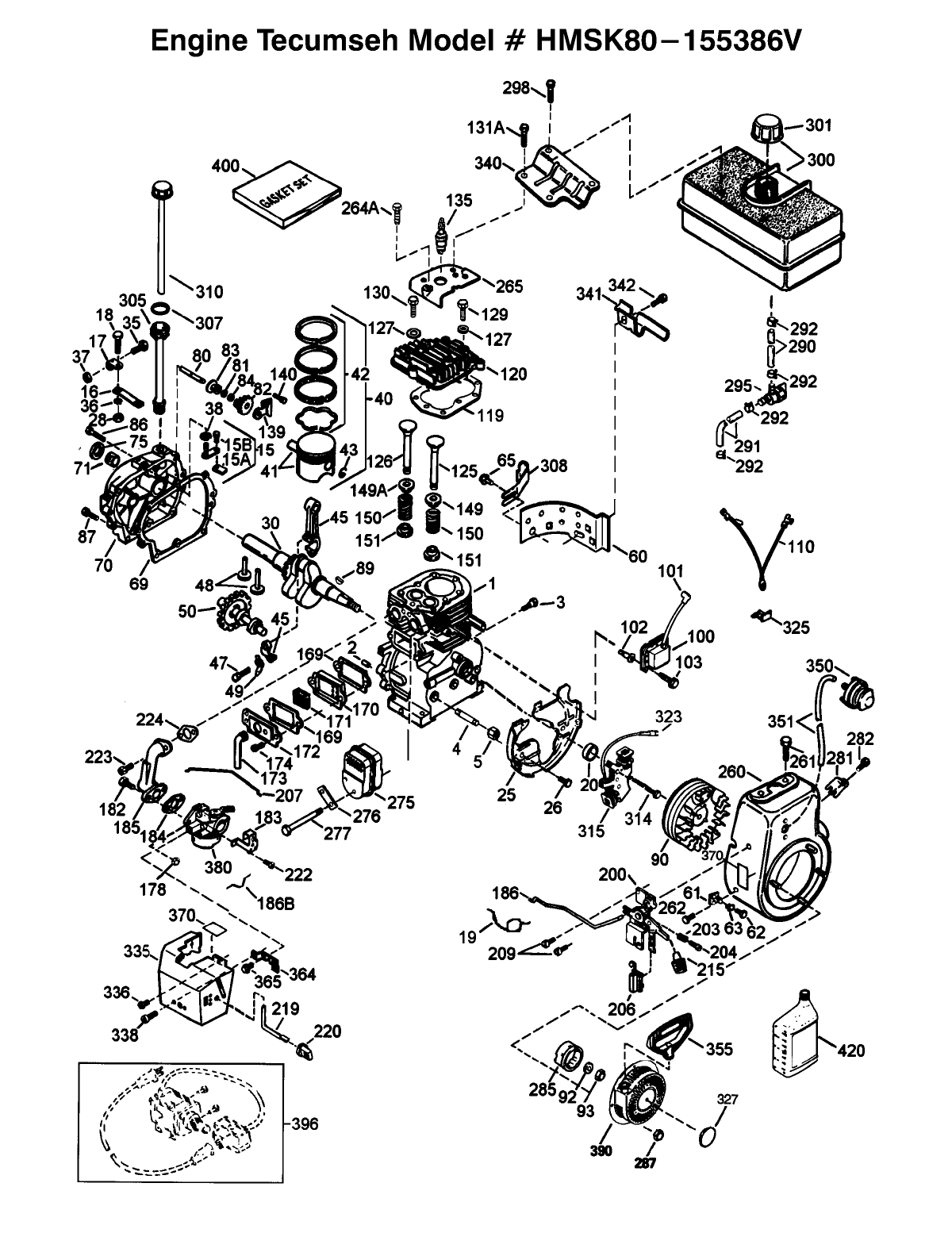 Engine Tecumseh Model #hmsk80-155386v