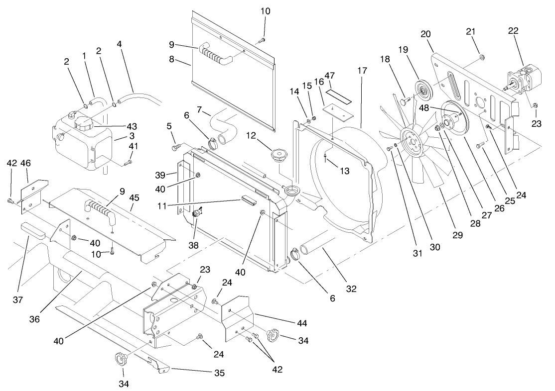 Radiator & Hydraulic Pump Assembly