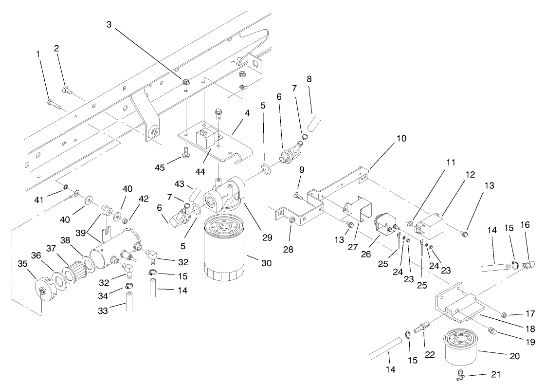 Fuel Filter, Fuel Pump & Relay Mounting