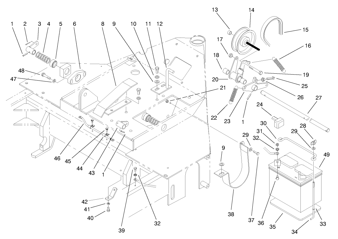 Battery & Drive Take-Up Assembly