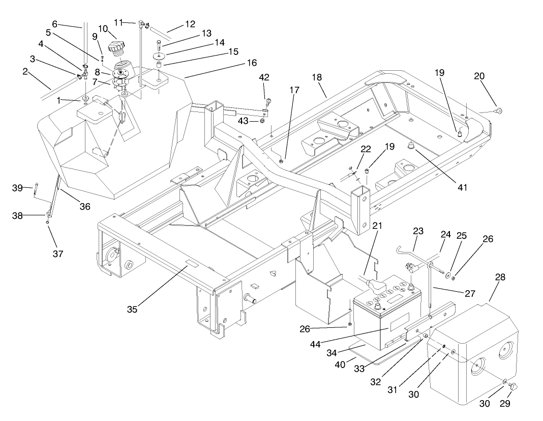 Frame, Fuel Tank and Battery Assembly