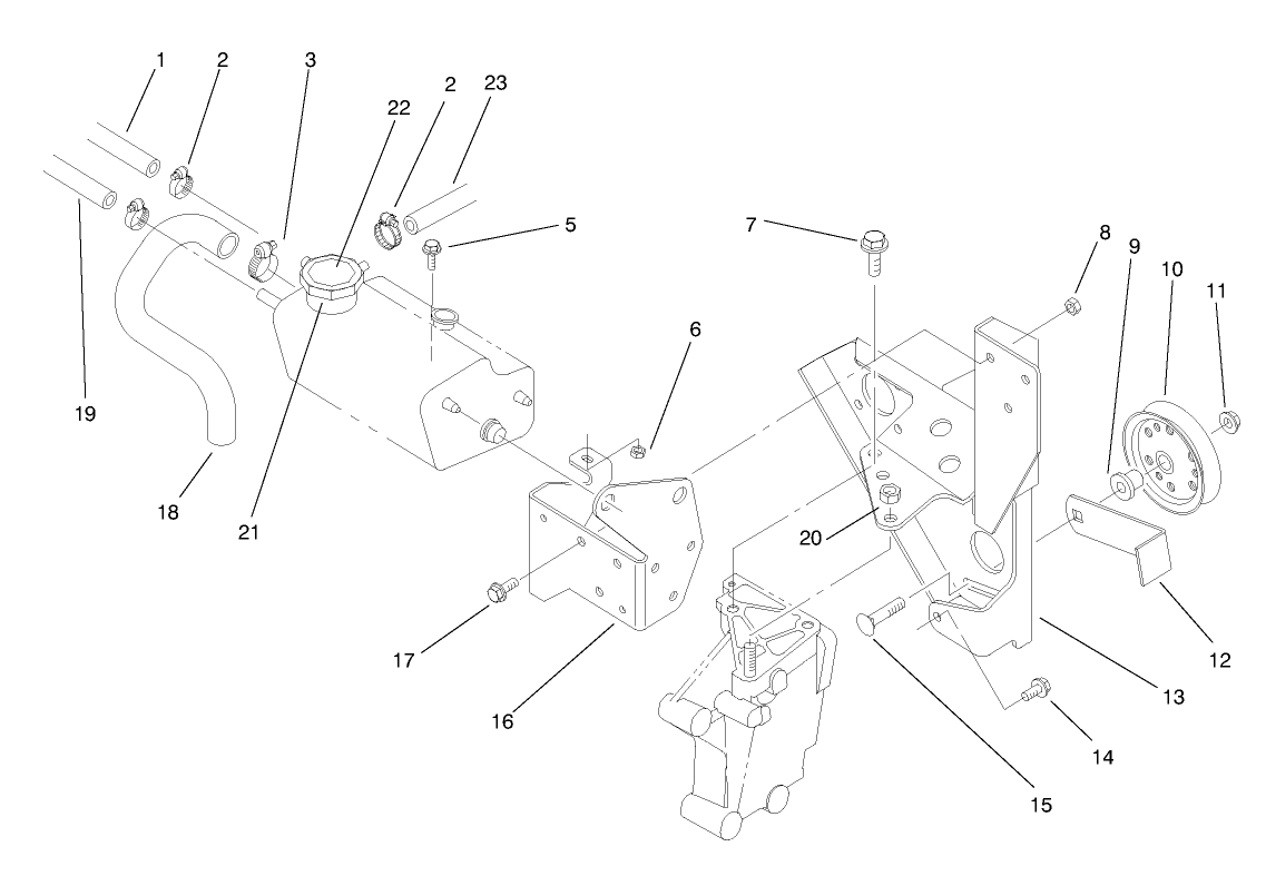 Fan Bracket and Degasser Assembly