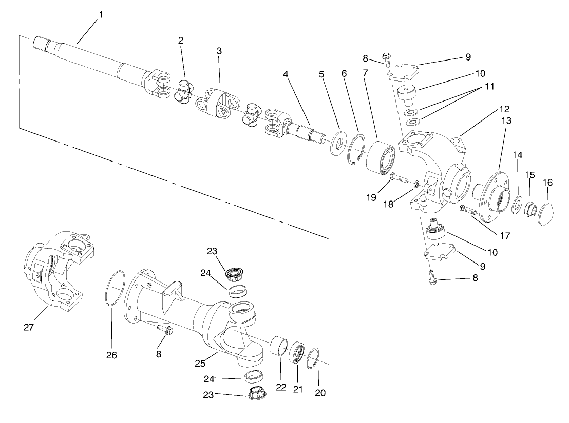 4wd Axle-Universal Joint and Kingpin Assembly