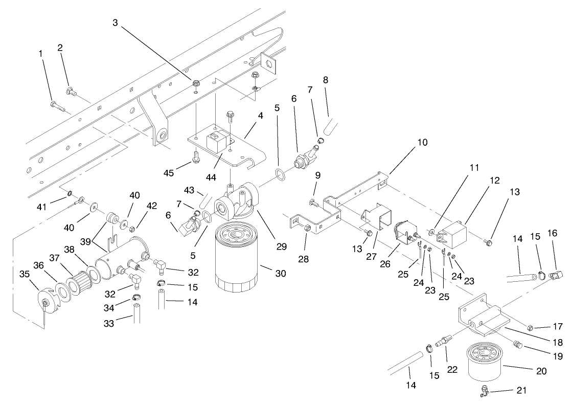 Fuel Filter, Fuel Pump & Relay Mounting
