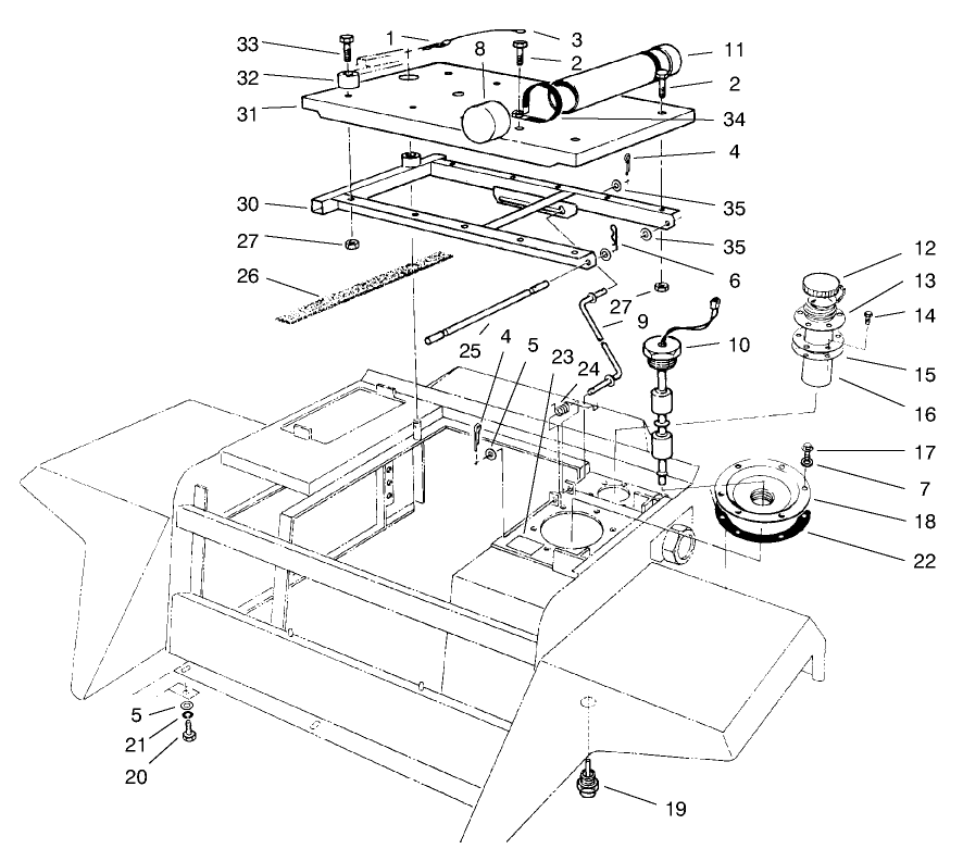 Seat Platform & Filler Cap Assembly